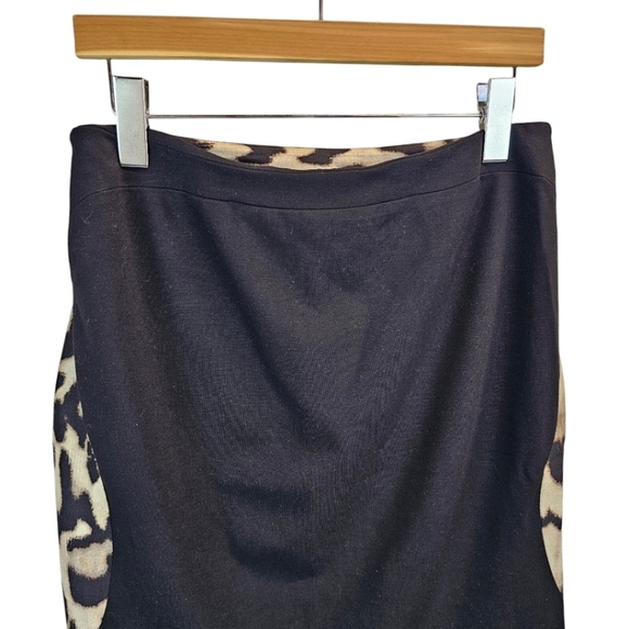 DVF Mae Mikado Leopard Pencil Skirt Wool & Silk Blend Size 10 Women's Black Knit - Picture 9 of 13
